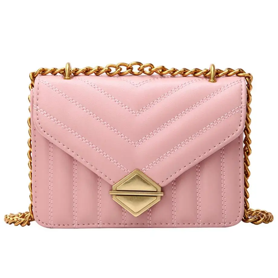 Luxury Square bag 2019 PU Leather Handbag Lock Chain Shoulder Messenger bag