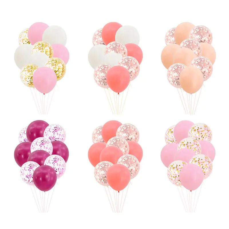 

DoreenBeads 10 PCs 10/12 inch Wedding Party Latex Balloons Set Confetti Shiny Wedding Room Decorations Romantic Candy Color