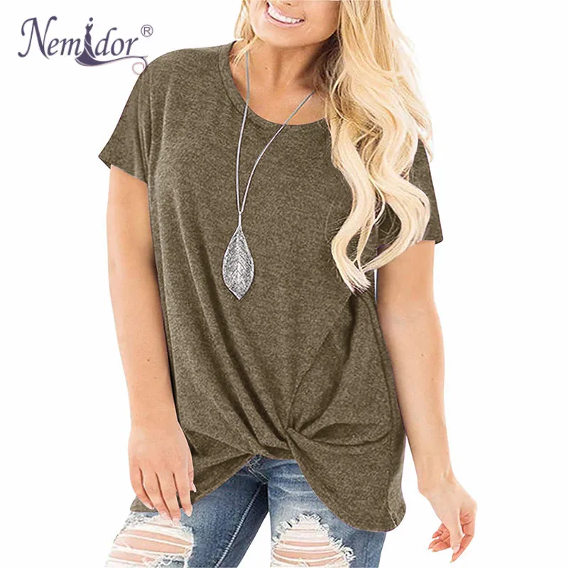 Nemidor, женские повседневные Мягкие футболки с коротким рукавом, свободные, подходят размера плюс, летние футболки - Цвет: coffee