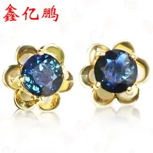 18 k Золотые инкрустированные натуральные сапфировые серьги-гвоздики