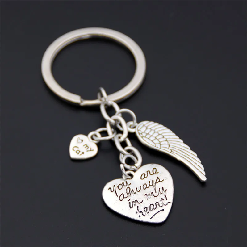 

1PC "You Are Always In My Heart" Key Chains Loss of Dog or Cat Keyring Diy Handmade Memorial Gifts