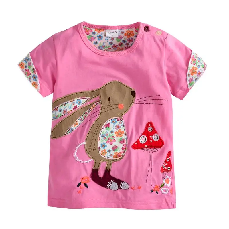 VIDMID Girl t-shirt big Girls tees shirts children blouse t-shirts big super quality kids summer clothes jacket rabbit pink