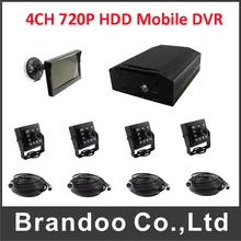 H.264 HDD 4CH 720P AHD Car DVR Mobile Video night vison car camera DVR kit