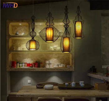 

IWHD Loft Vintage Industrial Pendant Lights Creative Birdcage Iron Pendant Lamp Led Hanglamp Home Lighting Luminaire Suependu