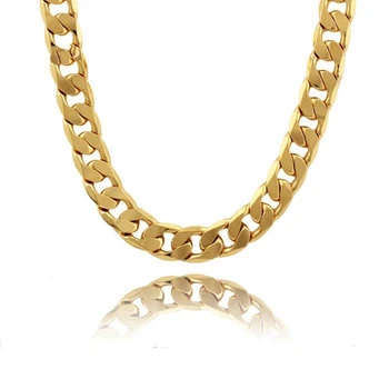 

Chunky Mens Chain Necklace Yellow Gold Filled Mens Accessories Gift 60cm Long