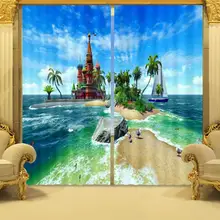 Морской замок Потрясающие Природные пейзажи принт 3D плотные Шторы