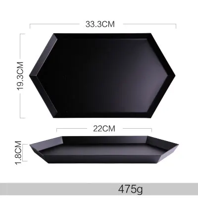 Обеденные тарелки 304 из нержавеющей стали пигментированные 8 дюймов Европейский Стиль Твердые геометрические острые тарелки креативные металлические фрукты неправильное блюдо - Цвет: M black