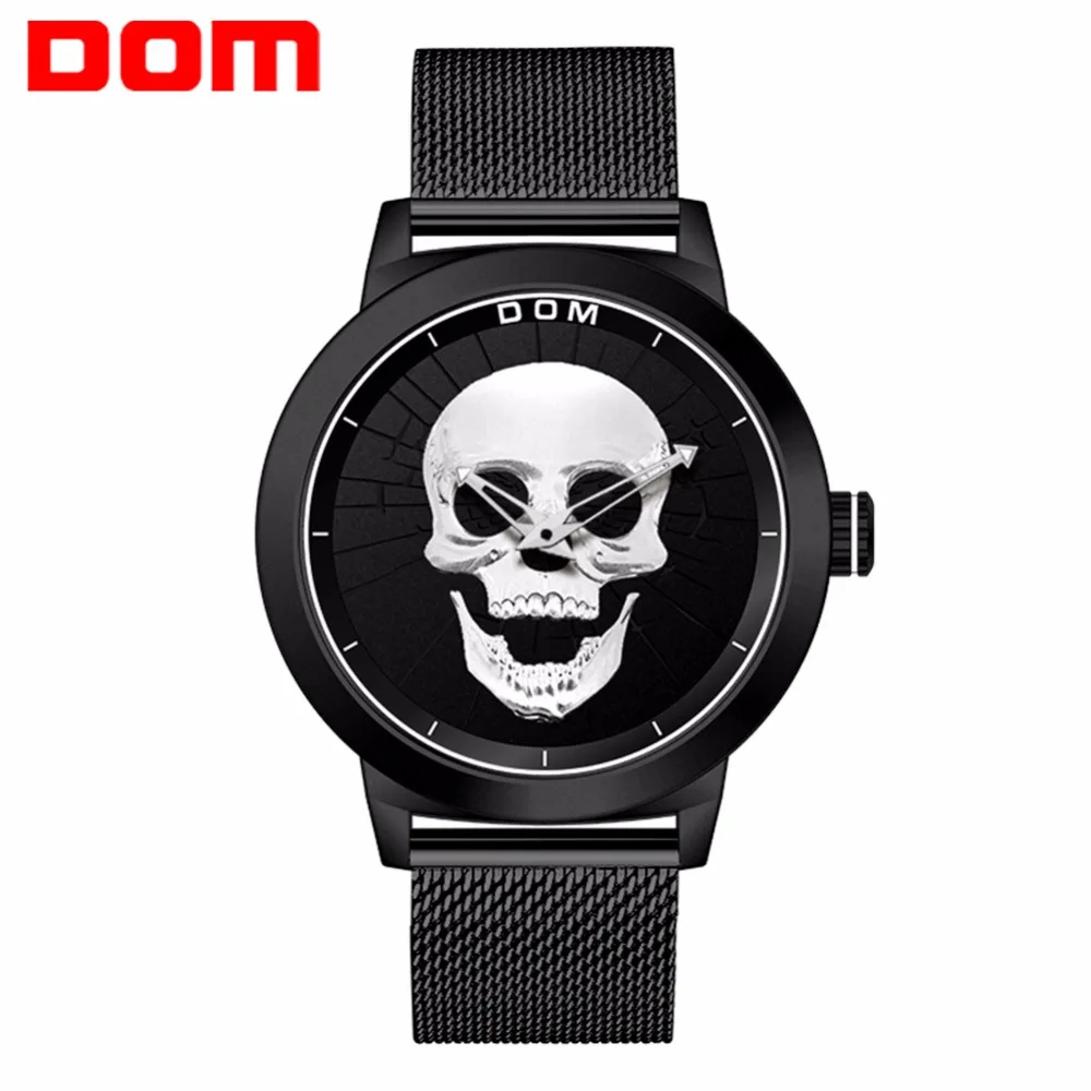 

Men's Watch DOM Cool Bone Luxury Brand Creative Clock Black Male Watch Skull Style Quartz Men Watches Clock masculino M-1231 New