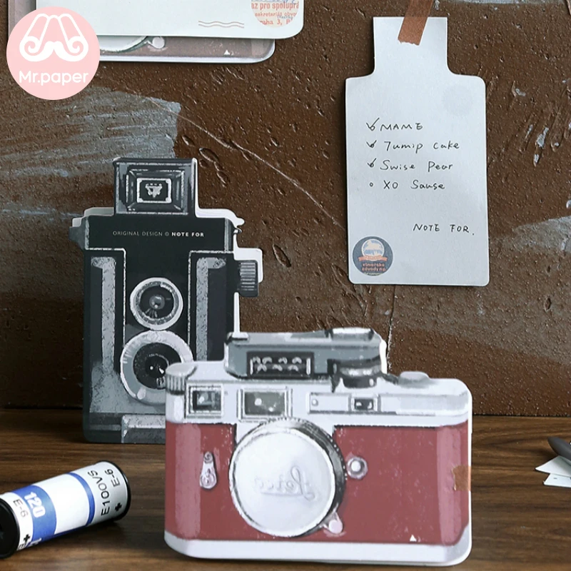 

Mr Paper 24pcs/lot 8 Designs Vintage Camera Photo Cinema Ticket Counterfoil Loose Leaf Memo Pads Writing Notes Retro Memo Pads