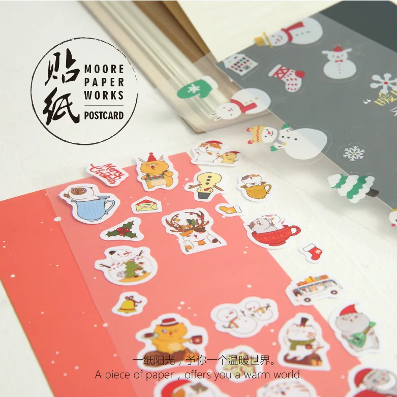 

1pc Merry Christmas Cartoon Decorative Sticker Diary Album Label Sticker DIY Scrapbooking Stationery Stickers Escolar Xmas Gift