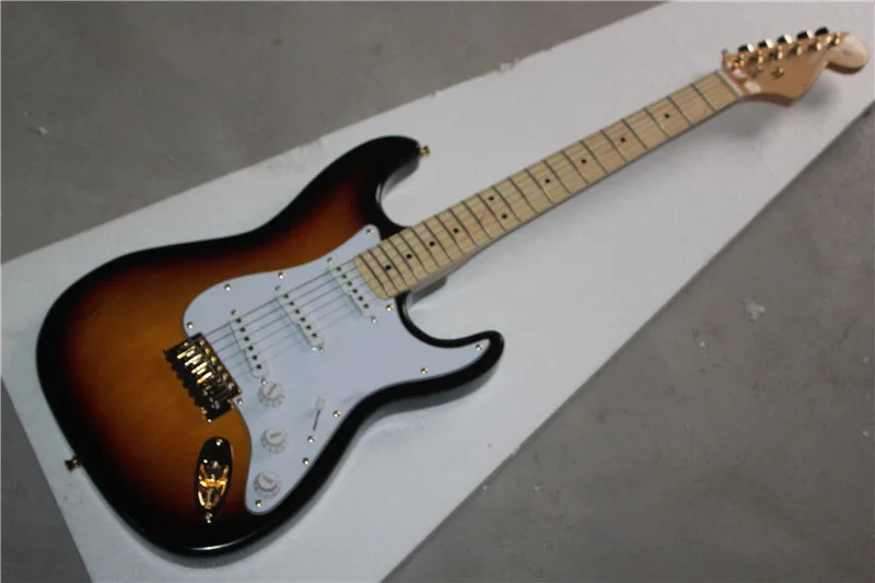 

free shipping Top quality New Arrival 6 string ST sunburst electric guitar Gold hardware in stock 1117
