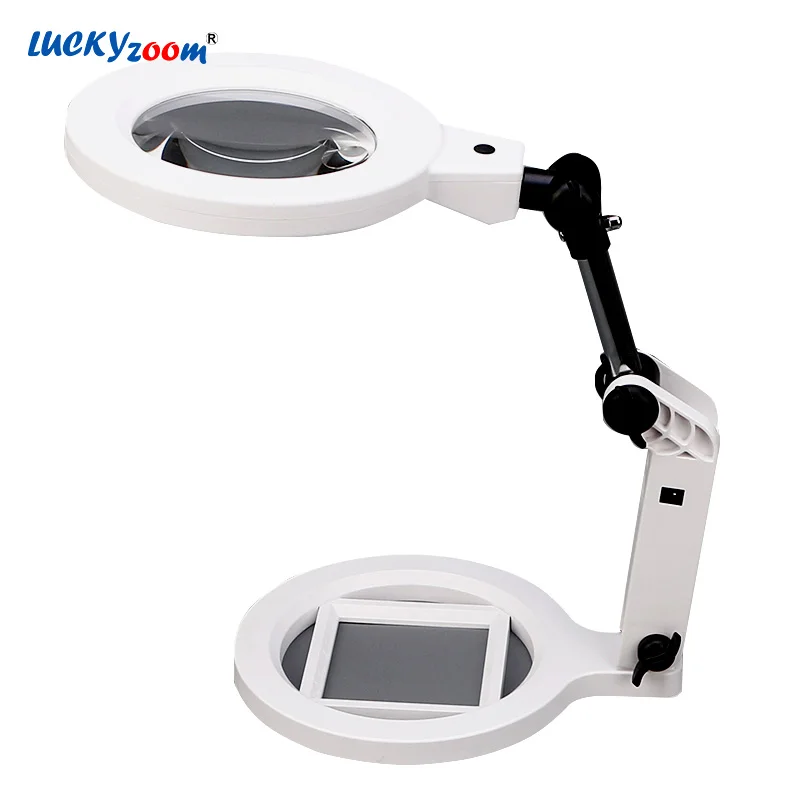 Luckyzoom Desktop Folding Magnifier 2X 5X Charge LED Illuminated