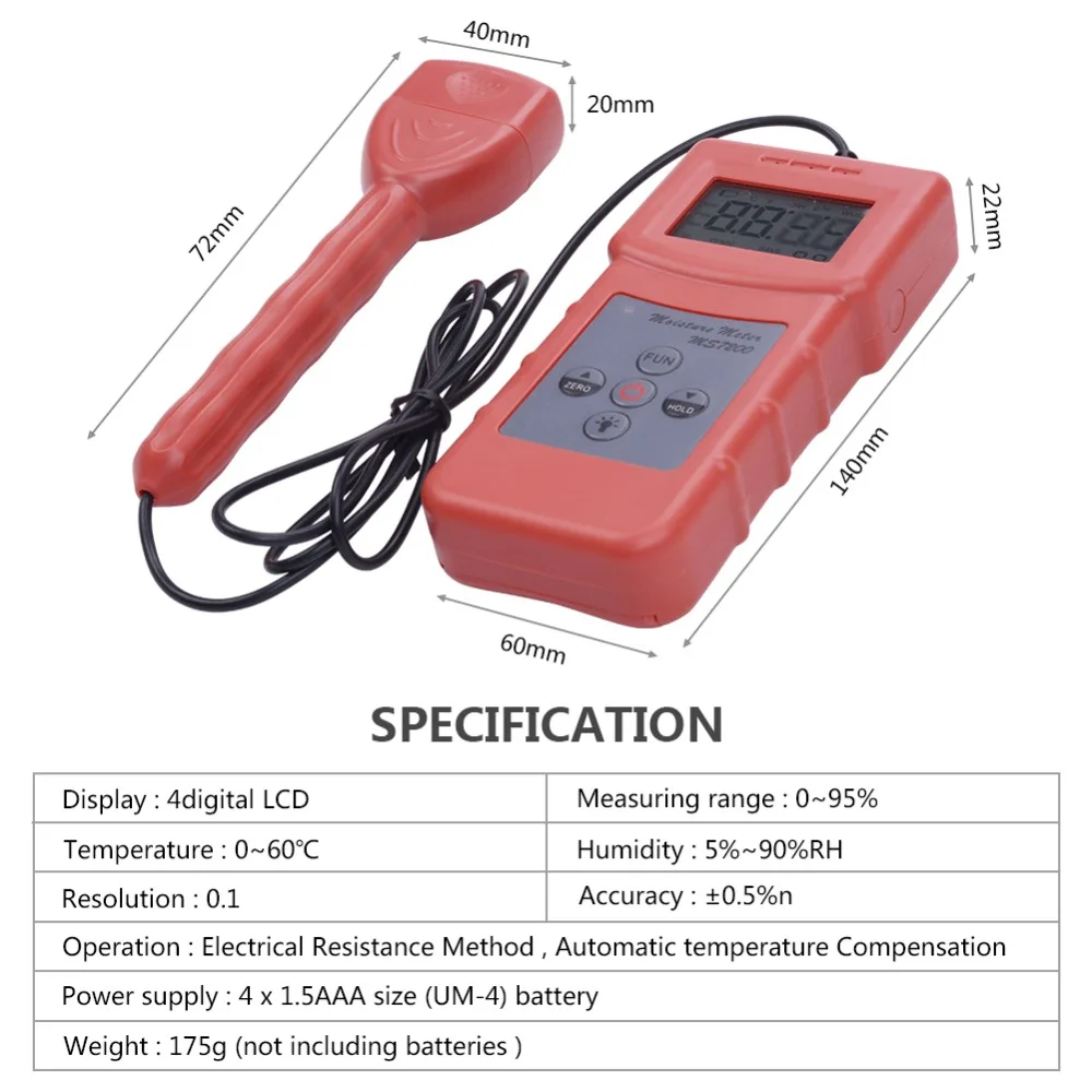 Yieryi MS7200+ Handheld Digital Wood Moisture Meter for Timber Paper Bamboo Concrete Floor professional high precision Yieryi MS7200+ Handheld Digital Wood Moisture Meter for Timber Paper Bamboo Concrete Floor professional high precision