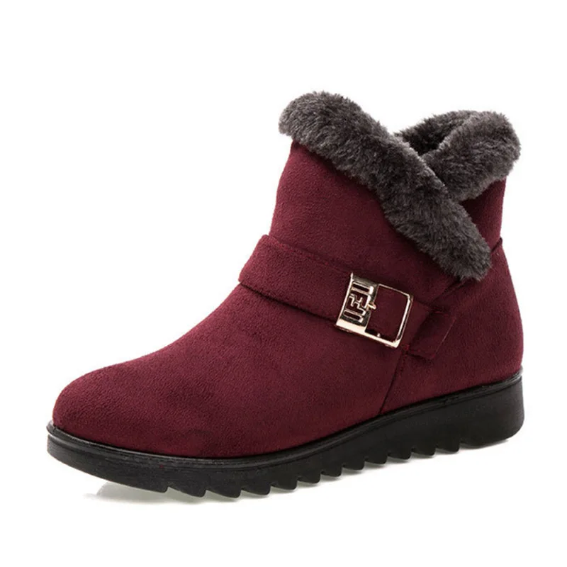 VTOTA/зимние женские теплые ботинки; теплые зимние ботинки; botas mujer; женские ботильоны на меху; ботинки на танкетке; обувь для мам; H154 - Цвет: Бордовый