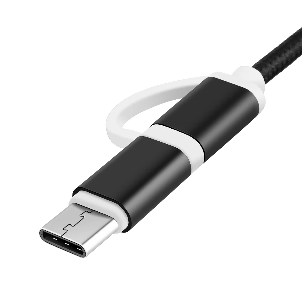 2-в-1 ток Напряжение Дисплей Тип C Micro USB Зарядное устройство кабель Кабель для передачи данных с оплеткой 1 м нейлон для samsung для Xiaomi быстрой зарядки