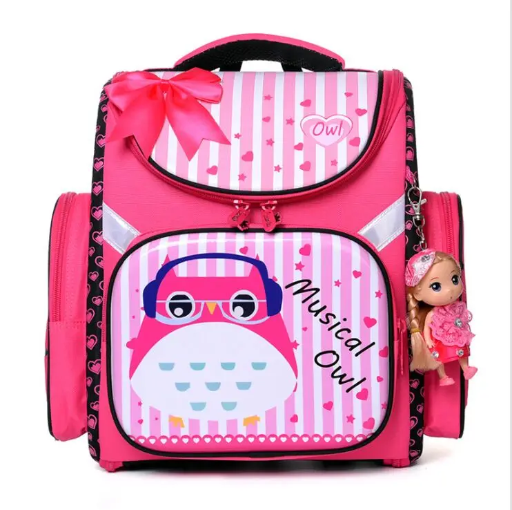 

New 2018 Children School Bags for Girls Cute Swan Owl Pattern EVA Fold Orthopedic Backpack Boys Racing Cars School Portfolio