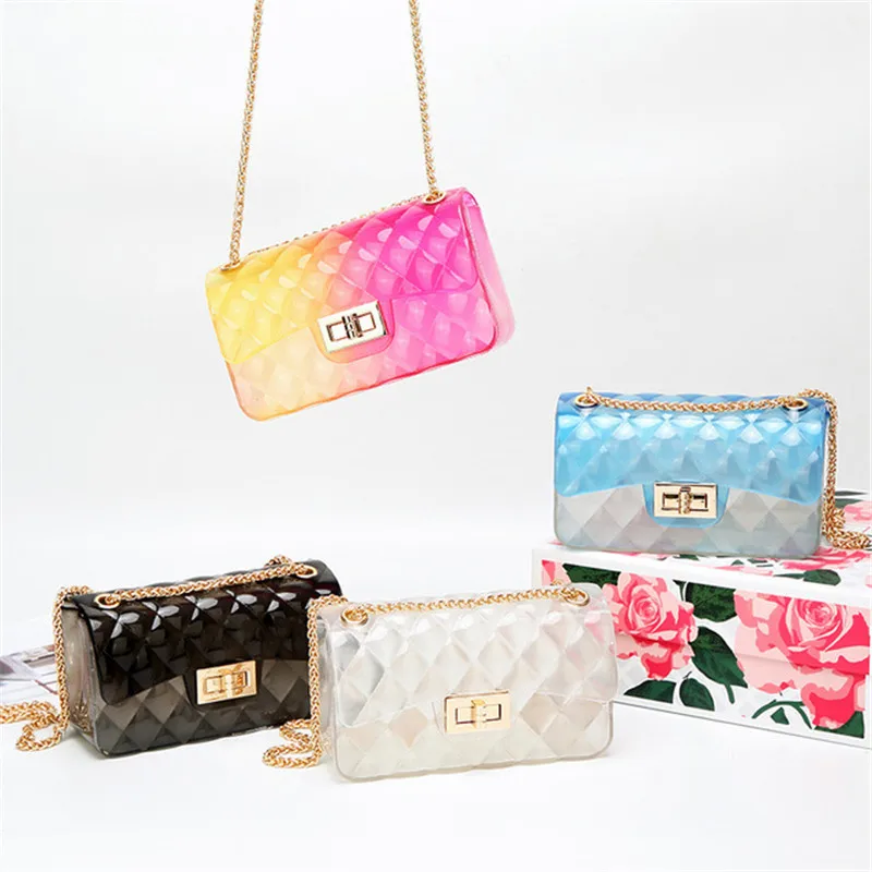 

Jelly gradient Bags for Women 2019 Clear Transparent PVC Bag Jelly Shoulder Bag Beach Candy Women Crossbody Luxury Sac Femme
