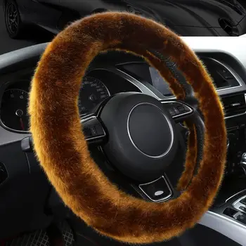 

Winter Super Soft Plush Car Steering Wheel Cover Universal,Warm Faux Fur Auto Handlebar on the Steering-Wheel 38cm