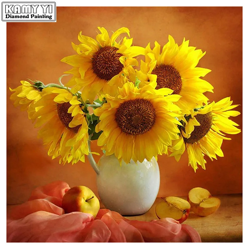 

5D Diy diamond painting cross stitch sunflower Full Round Diamond embroidery Needlework Rhinestone Mosaic decor Crafts CX