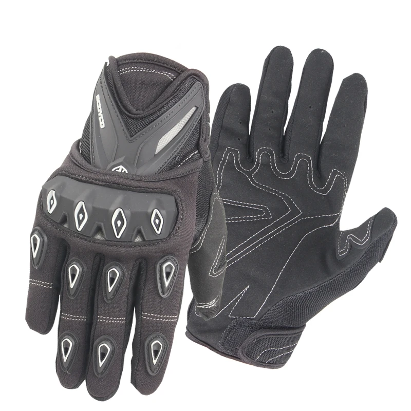 Scoyco Motorcycle Riding Gloves - Full Finger Touchscreen Gloves With Carbon Knuckle Armor For Men & Women