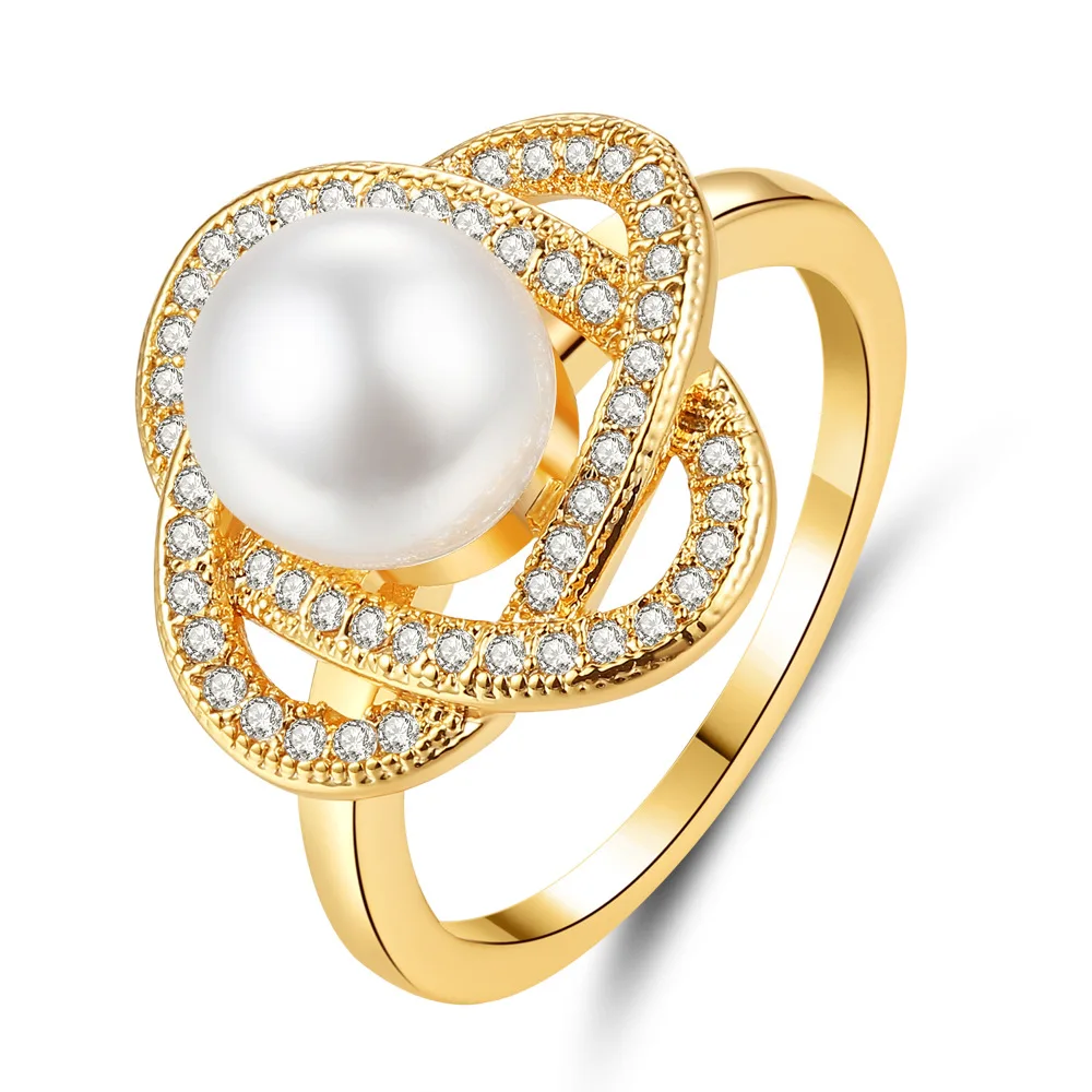 ZN 2019 Flower Pearl Ring Charming Elegant Fashion Female Women Girl