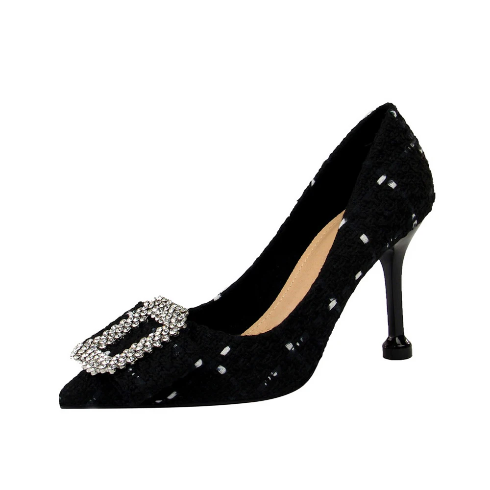 Bigtree New Style Crystal Buckle Dress Shoes Sweet Women's High heels ...