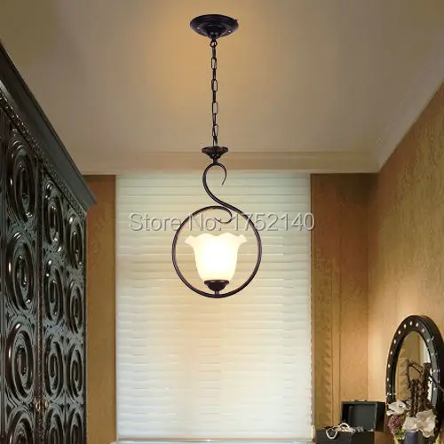 Wrought iron chandelier glass lampshade,living room restaurant bedroom study garden lighting fixture,creative minimalist modern e27 candle light (2)