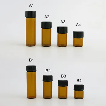 

360 x 1ml 2ml 3ml 5ml Mini Refillable EmptY Amber Glass Vials Containers Cosmetic Packaging For Essential Oil Using