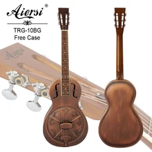 Aiersi Brand Parlour Resonator Guitar with Vintage Bell Body Metal  Free guitar Case and strap  Aiersi Brand Parlour Resonator Guitar with Vintage Bell Body Metal  Free guitar Case and strap