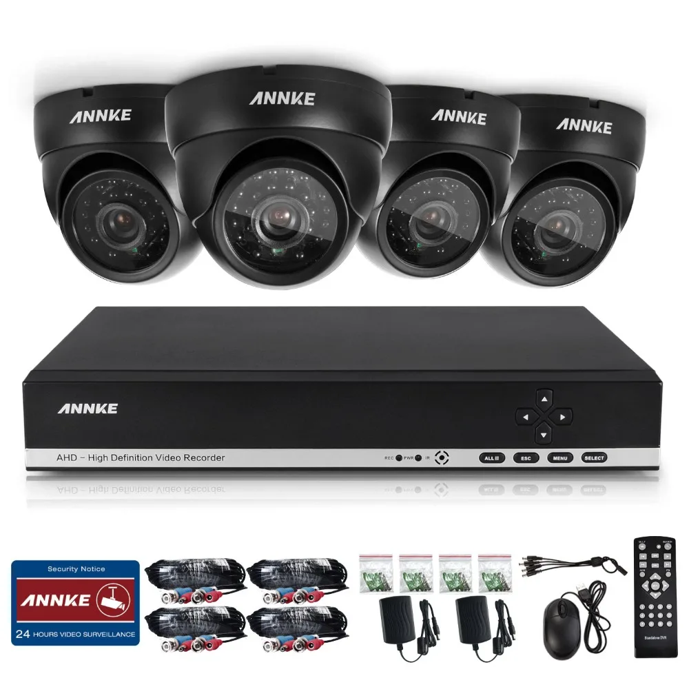  ANNKE  HD 4CH CCTV System Set 720P DVR 4PCS 1200TVL IR Outdoor Security Camera System 4 Channel Video Surveillance Kit 