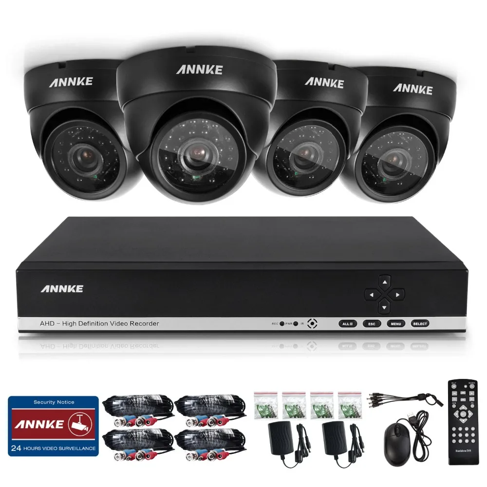 ANNKE  HD 4CH CCTV System Set 720P DVR 4PCS 1200TVL IR Outdoor Security Camera System 4 Channel Video Surveillance Kit