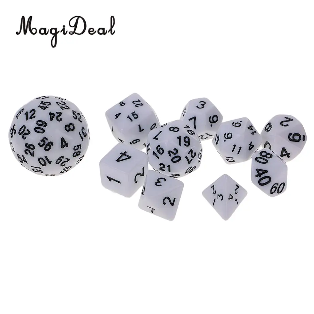 10 Pieces Acrylic Digital Dices Multi-Sided Dice Set for RPG Playing Game Tabletop Games Board Game Children Adult Youth Toys