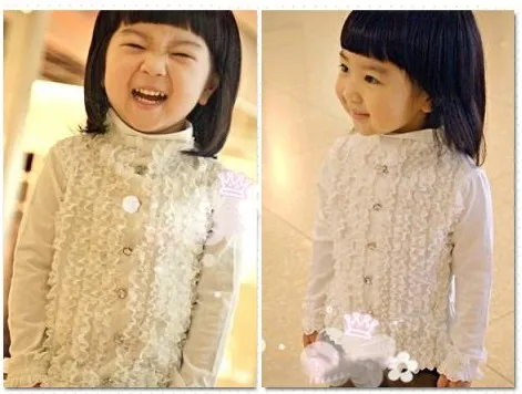 La MaxPa/Новинка; блузка для девочек; одежда для детей; хлопковая Детская рубашка; школьная белая блузка для девочек; однобортная детская одежда