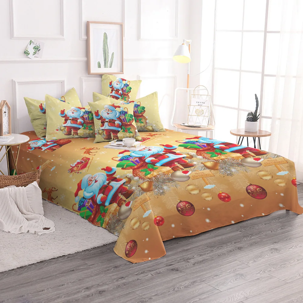 Christmas Bedding Set Santa Claus Cartoon Bed Duvet Cover Animal For Kids / Adult Reindeer bedding bedclothes King Size E | Дом и сад