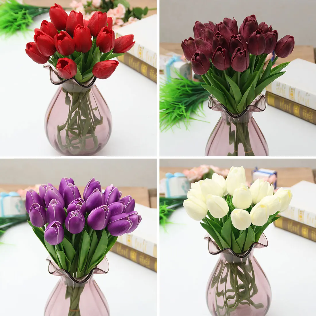 New 21Pcs PU Tulips Artificial Flowers Real touch artificiales para
