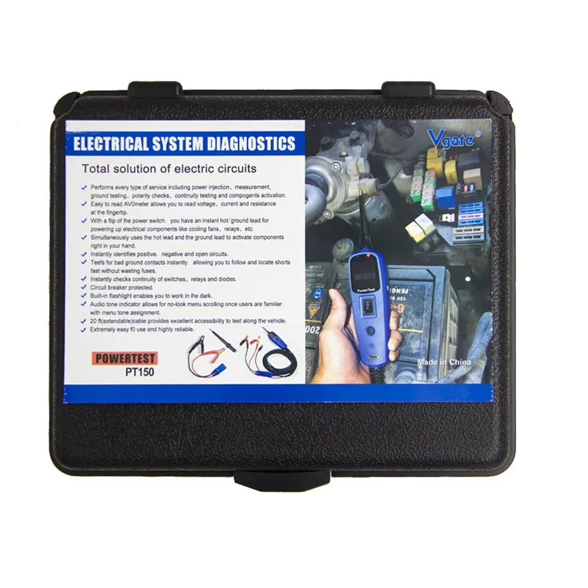 100% Original Vgate PT150 Sistema eléctrico herramienta de prueba de circuito de diagnóstico probador de sonda de potencia Vgate PowerScan PT 150 100% Original Vgate PT150 Sistema eléctrico herramienta de prueba de circuito de diagnóstico probador de sonda de potencia Vgate PowerScan PT 150