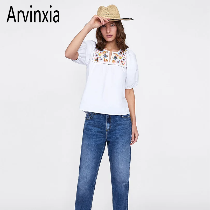 Arvinxia ZA повседневная женская блузка с коротким рукавом Новое поступление женские