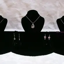 Дисплей ювелирных изделий витрины ожерелье стенд серьги держатель Браслет Стенд Органайзер чехол классический черный бархат 80*35*25 см