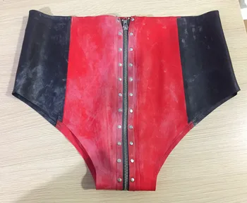 

Free shipping ! High-waisted Latex Briefs lingerie panties Sexy Tight Skin Latex Underwear with zippers