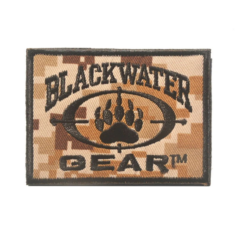 Черная вода медведь тактическая нашивка США армейский военный боевой дух Высококачественная нашивка вышитый значок на липучке для курток Шляпа Кепка