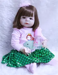 Npkколлекционный бренд Bebes reborn girl doll reborn 22 "Полное Силиконовое виниловое тело reborn Baby волосы с корнями подарок для детей boneca reborn