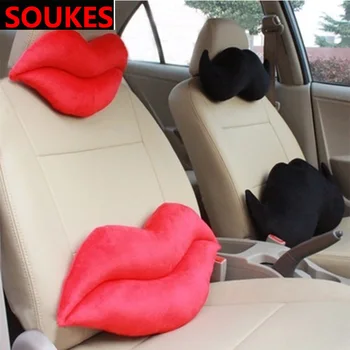 

Red Lips beard Car Lumbar Headrest Seat Neck Pillow Cushion Cover For Alfa Romeo 159 BMW E46 E39 E36 E90 Audi A3 A6 C5 A4 B6 B8