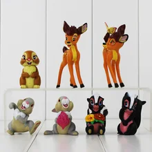 7pcs lot Bambi Deer Figure Rabbit and His Friends Thumper with Flowers PVC Action Figure Toys