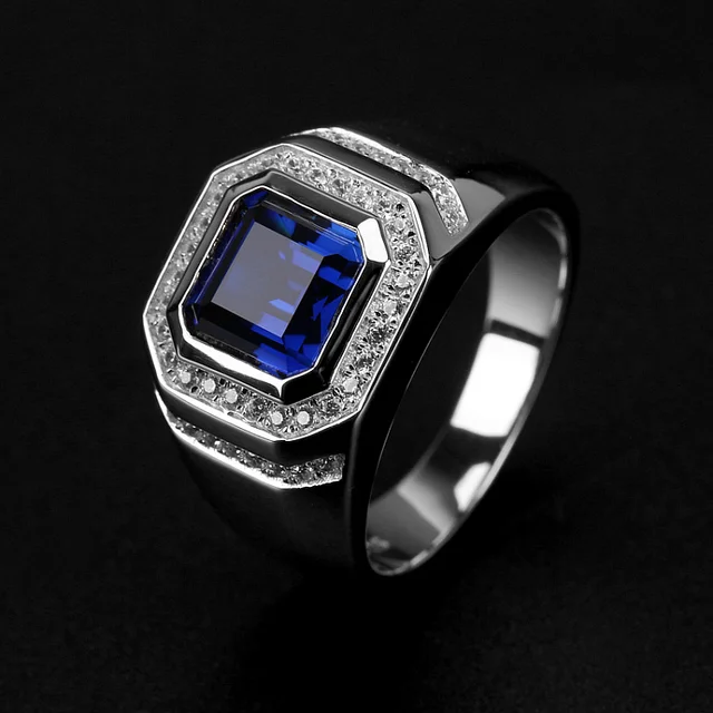 Bague fiançailles saphir bleu