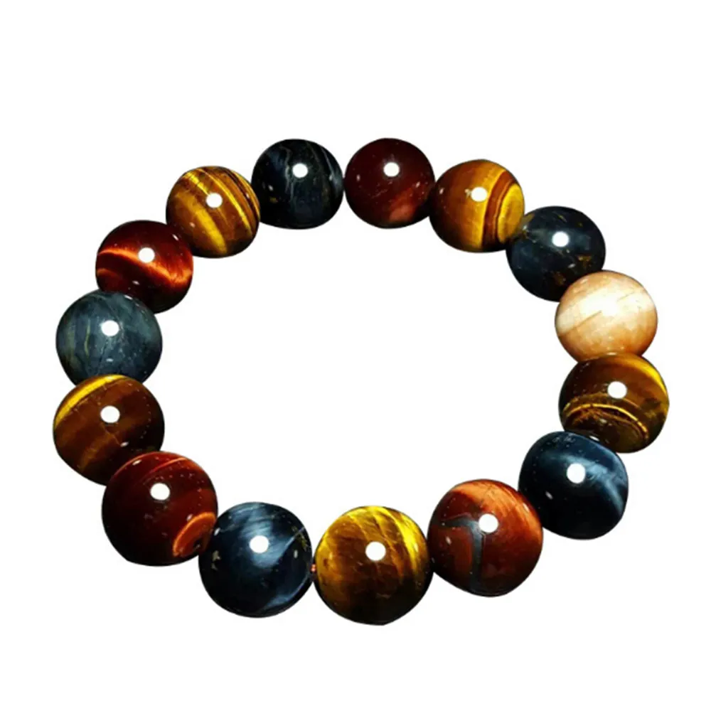 HFANCYW натуральный многоцветный камень тигровый глаз браслет 14 мм хрустальные бусины браслет для модных мужчин браслет на удачу ювелирные изделия оптом