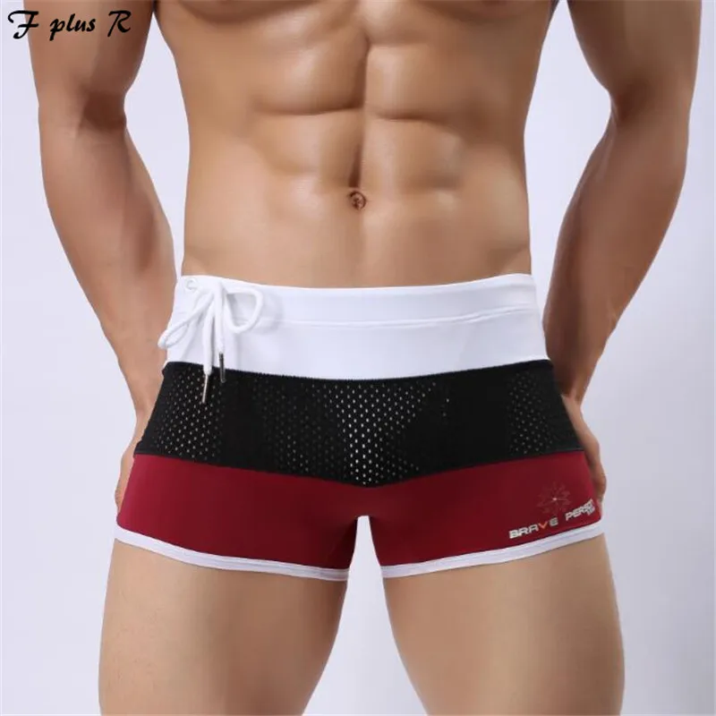 F plus R Men's Patchwork Swimming Boxers Trunks,Men's Swimsuits Surf Board Beachwear Swim Boxer