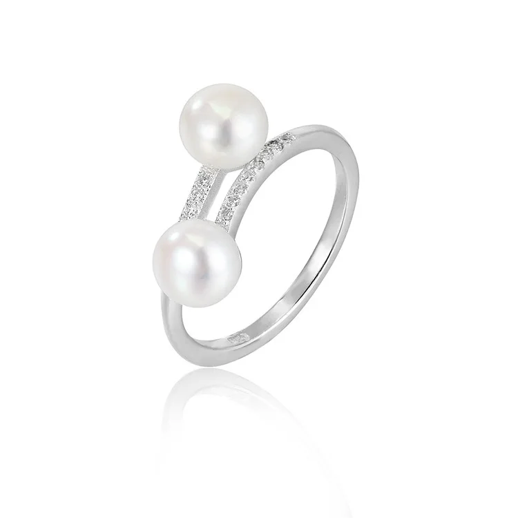 

Sterling Silver Freshwater Pearl Ring Female Retro Palace Crown Ring Pearls Jewelry Silver Ring with Box