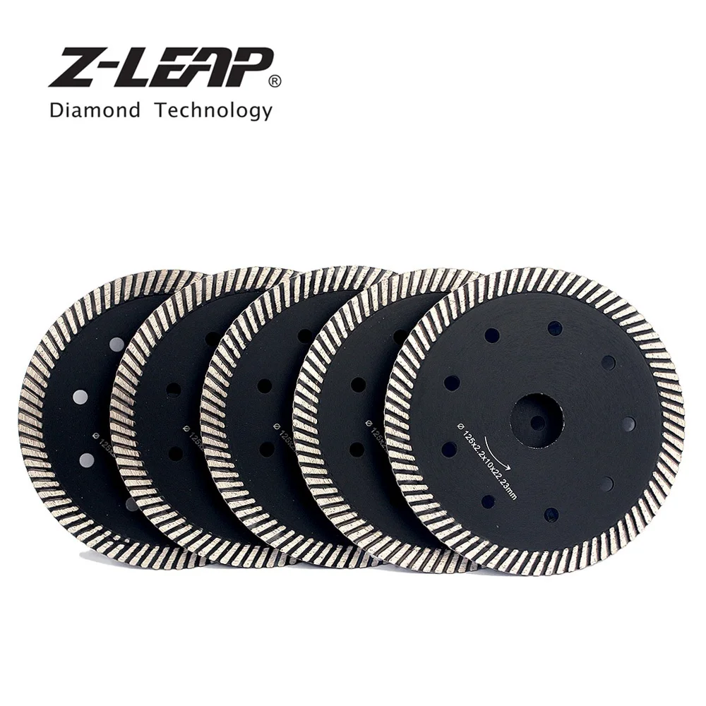 

Z-LEAP 5" 5pcs Diamond Saw Blades Super Turbo 2.2mm Thick Cutting Disc Granite Sandstone Tile Ceramic Diamond Wheel