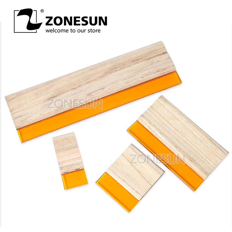 

ZONESUN Silk Screen Printing Squeegee Board Wearproof Wood Rubber Ink Scraper Blade Scratch Board Tool For Print Glass T-shirt