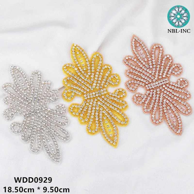 30pcs Bow Rhinestone Appliques for wedding belt rose gold crystal beads